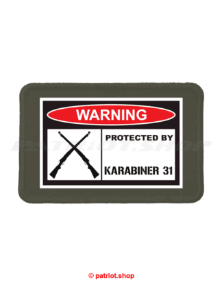 Patch <br><b>WARNING <br>PROTECTED BY <br>KARABINER 31</b>