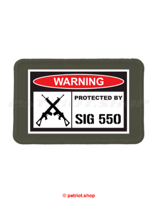 Patch <br><b>WARNING <br>PROTECTED BY <br>SIG 550</b>