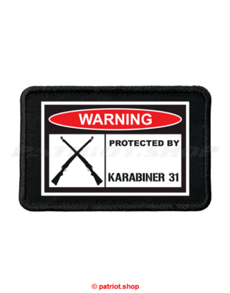Patch <br><b>WARNING <br>PROTECTED BY <br>KARABINER 31</b>