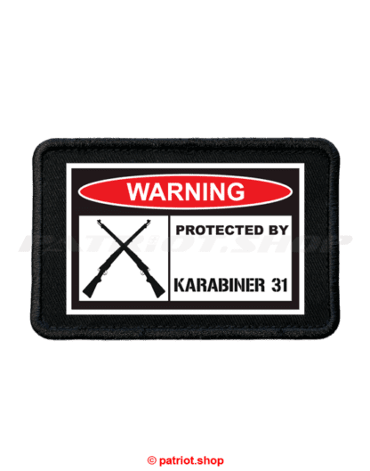 Patch <br><b>WARNING <br>PROTECTED BY <br>KARABINER 31</b>