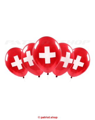 Deko <br><b>Ballon <br>Schweizerkreuz </b><br>5er Set