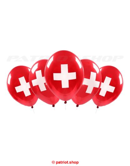 Deko <br><b>Ballon <br>Schweizerkreuz </b><br>5er Set
