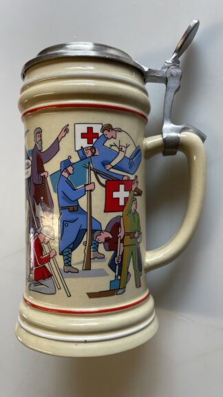 Bierkrug <br><b>Bierkrug mit Zinndeckel - 700 Jahre Eidgenossenschaft <br>Deckel abgebrochen</b>