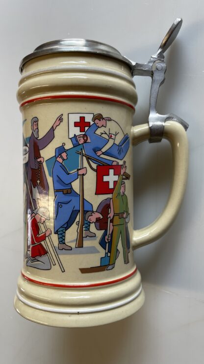Bierkrug <br><b>Bierkrug mit Zinndeckel - 700 Jahre Eidgenossenschaft <br>Deckel abgebrochen</b>