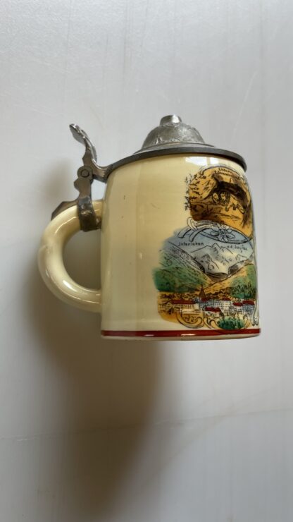 Antik <br><b>Kleiner Antiker Schweizer Bierkrug mit 5 Motiven Tell usw.</b> - Image 4