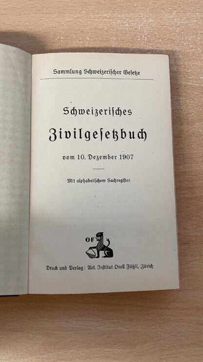 Buch <br><b>Schweizerisches Zivilgesetzbuch von 1907</b> - Image 2