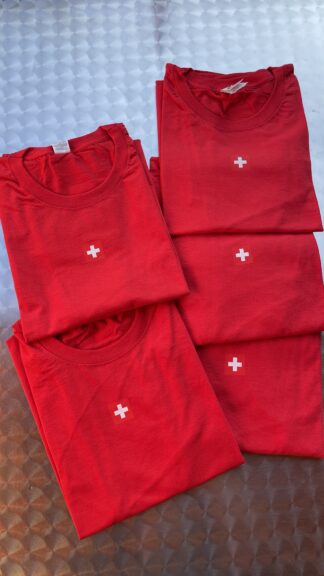 T-Shirt <br><b>5er Set rote T-Shirt mit kleinem Schweizerkreuz NEU 2XL</b>