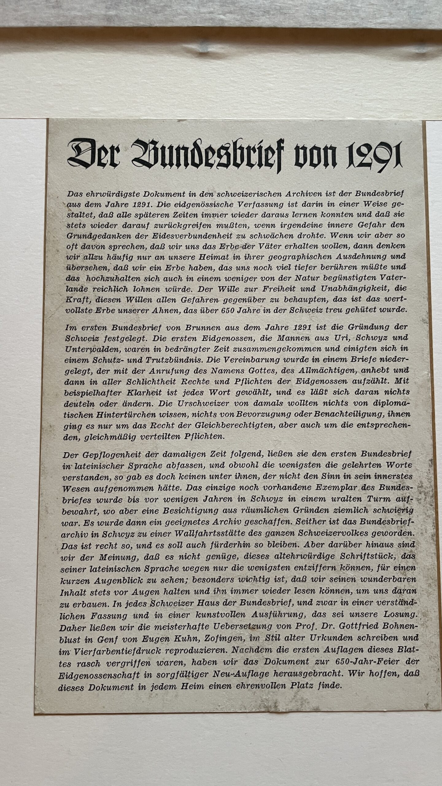 Antik <br><b>Bundesbrief 1291 Faksimile Druck,Top Zustand, Rarität!</b> - Image 6