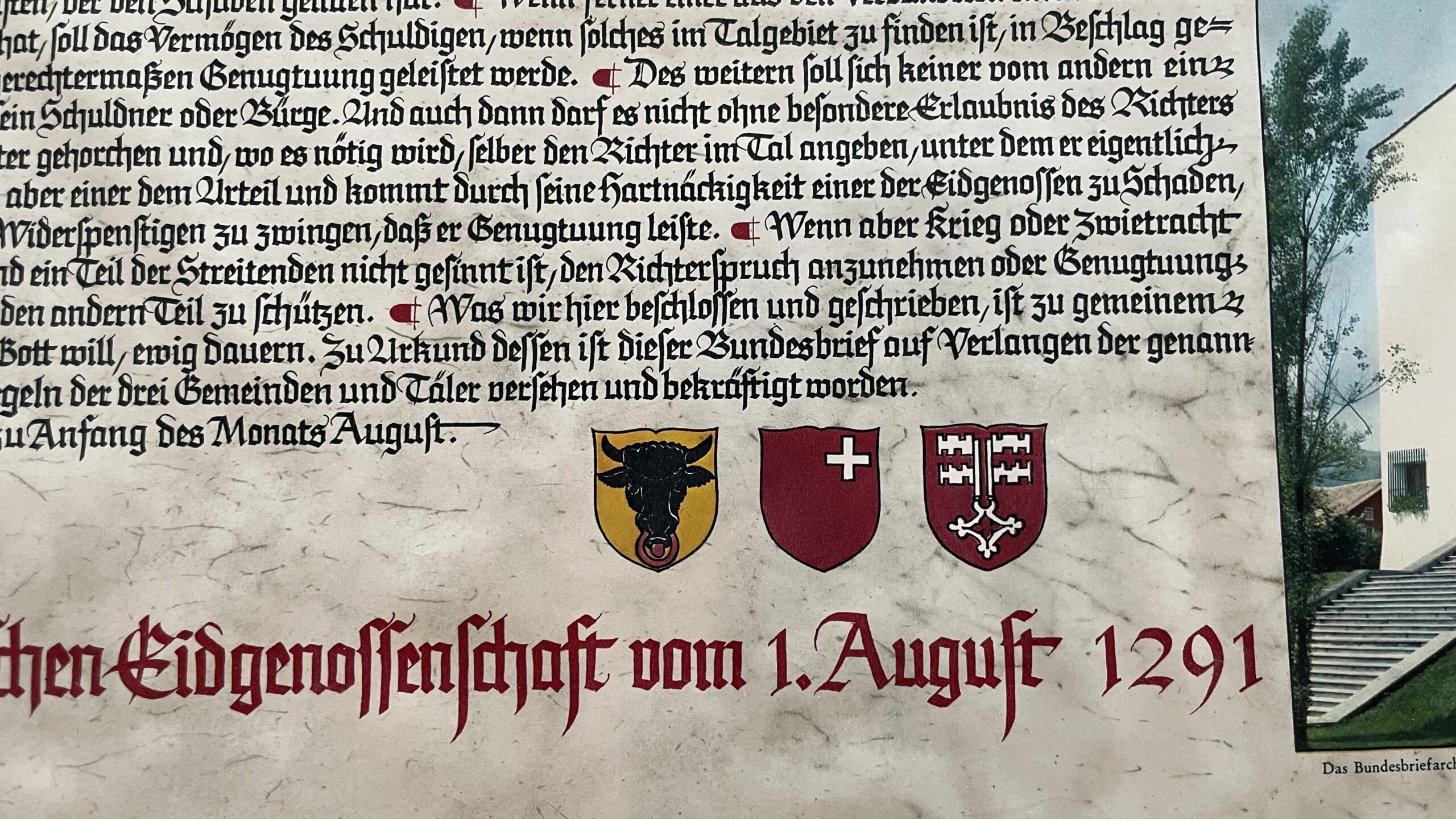 Antik <br><b>Bundesbrief 1291 Faksimile Druck,Top Zustand, Rarität!</b> - Image 4