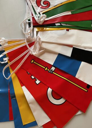 Antik <br><b>Schweizer Kantonswimpel Girlande 20x20cm Kunststoff 8m lang</b>