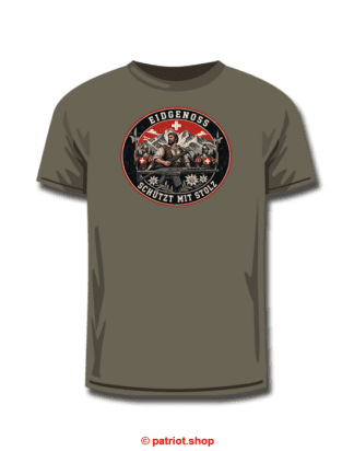 T-Shirt <br><b> EIDGENOSS <br> SCHÜTZT MIT STOLZ</b>
