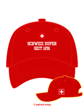 Cap <br><b>CH <br>SCHWEIZ SUPER <br>SEIT 1291 </b><br>Seitendruck <br>CH weisser Rand