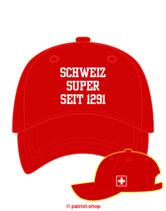 Cap <br><b>SCHWEIZ <br>SUPER SEIT 1291 </b><br>Seitendruck <br>CH weisser Rand