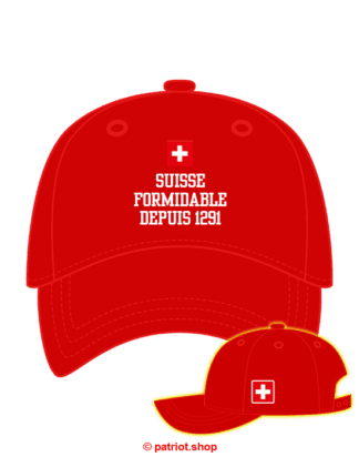 Cap <br><b>CH <br>SUISSE <br>FORMIDABLE <br>DEPUIS 1291 </b><br>Seitendruck <br>CH weisser Rand