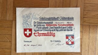 Antik <br><b>Schützengesellschaft Gälterchinde Ehrendiplom 1973</b>
