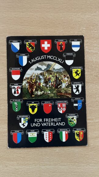 Antik <br><b>Ansichtskarte 1. August Schweiz - FÜR FREIHEIT UND VATERLAND</b>