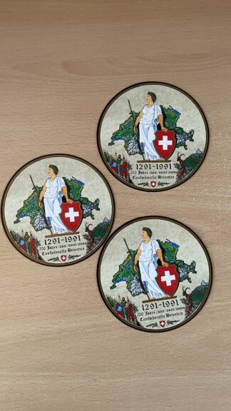 Aufkleber <br><b>3 Original Aufkleber 700 Jahre Schweiz 1291-1991 Helvetia</b>