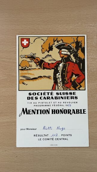 Antik <br><b>Schützenkarte Société Suisse des Carabiniers 1959</b>