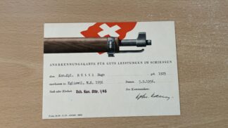 Antik <br><b>Anerkennungskarte Schiessen Schweiz 1956</b>
